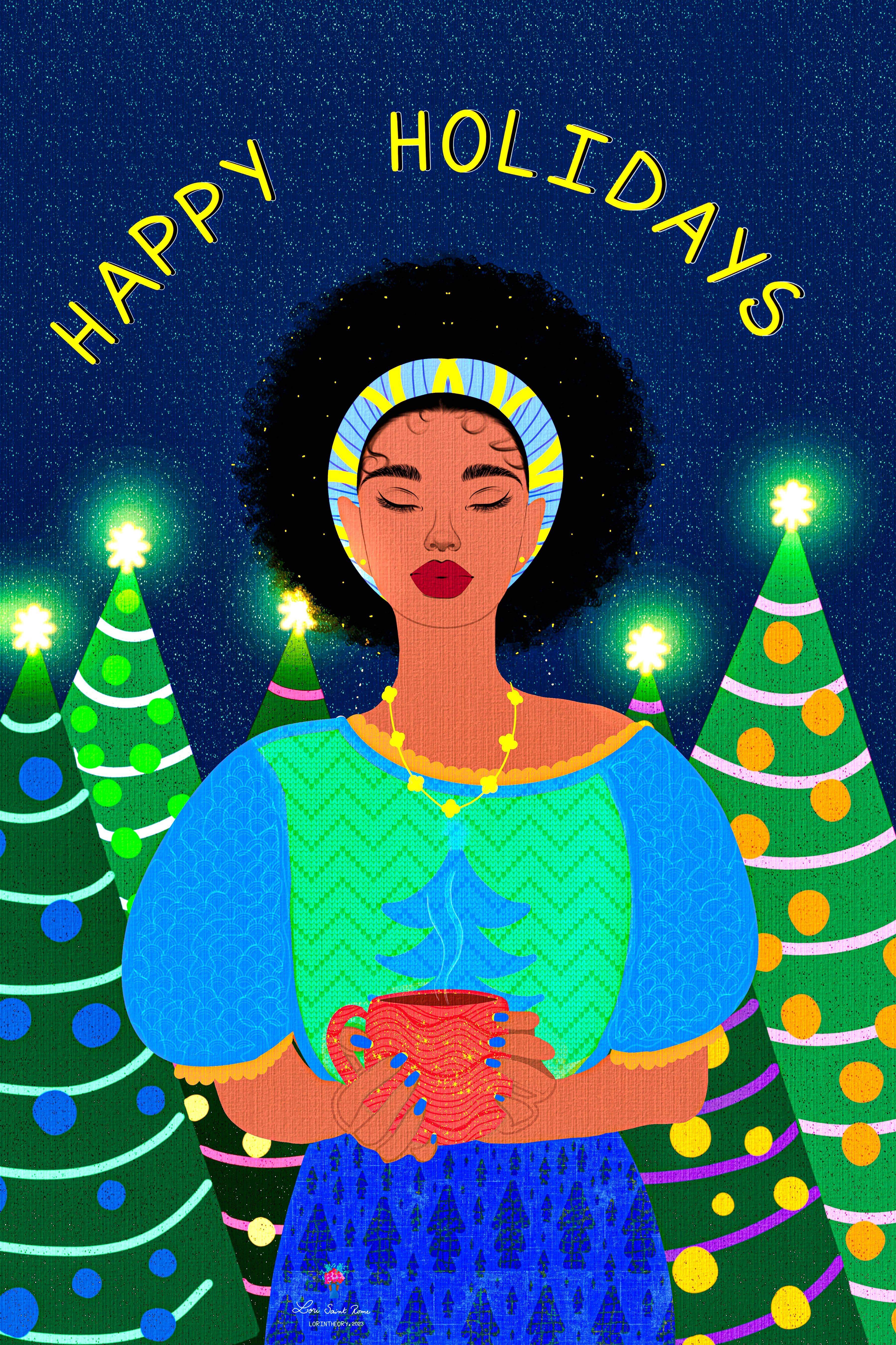 Lori in Theory Afro Christmas Holiday Card