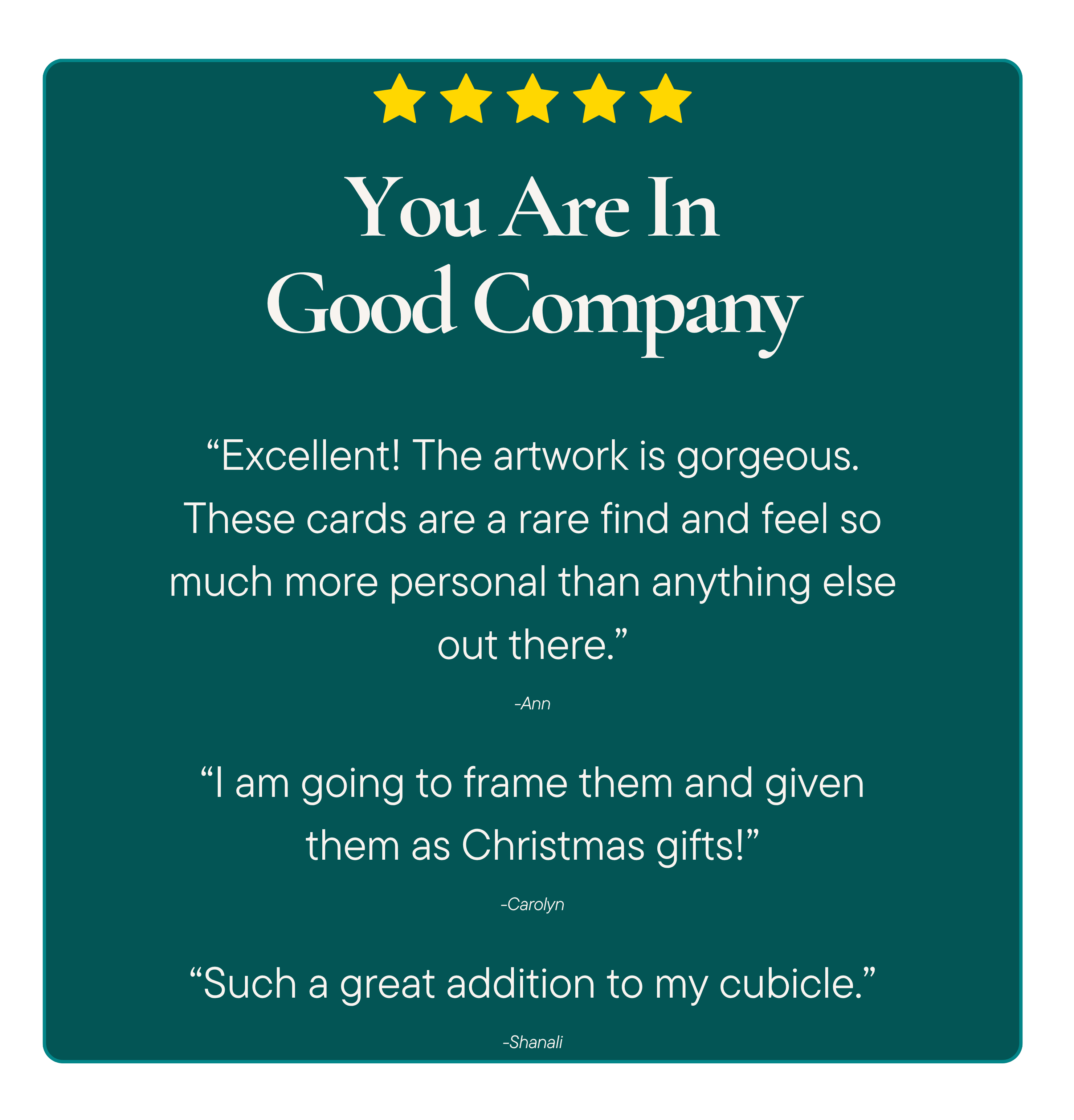 Five-star rating with customer reviews on a green background