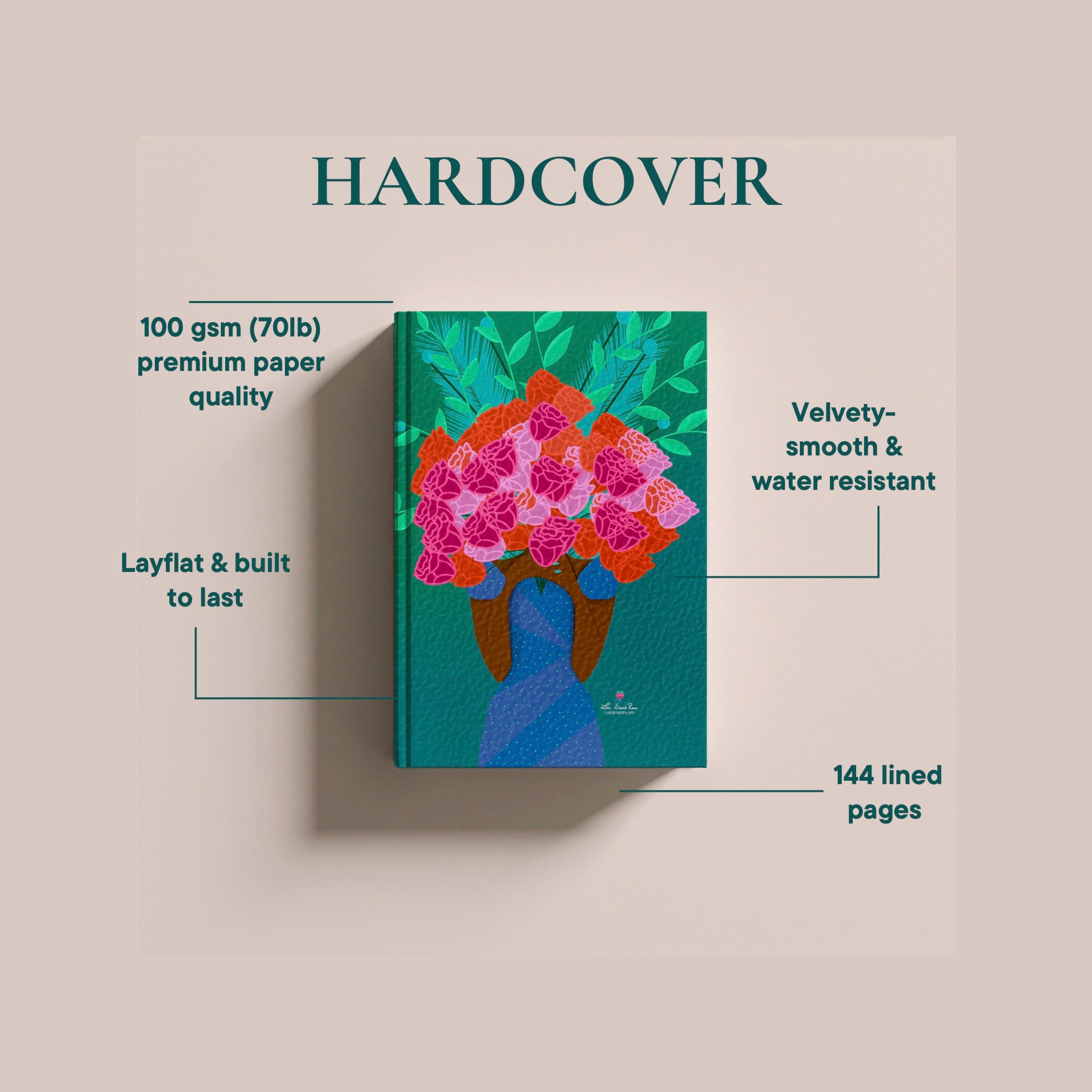 Bloom Journal| Lay-Flat Soft Touch Hardcover Water Resistant Journal