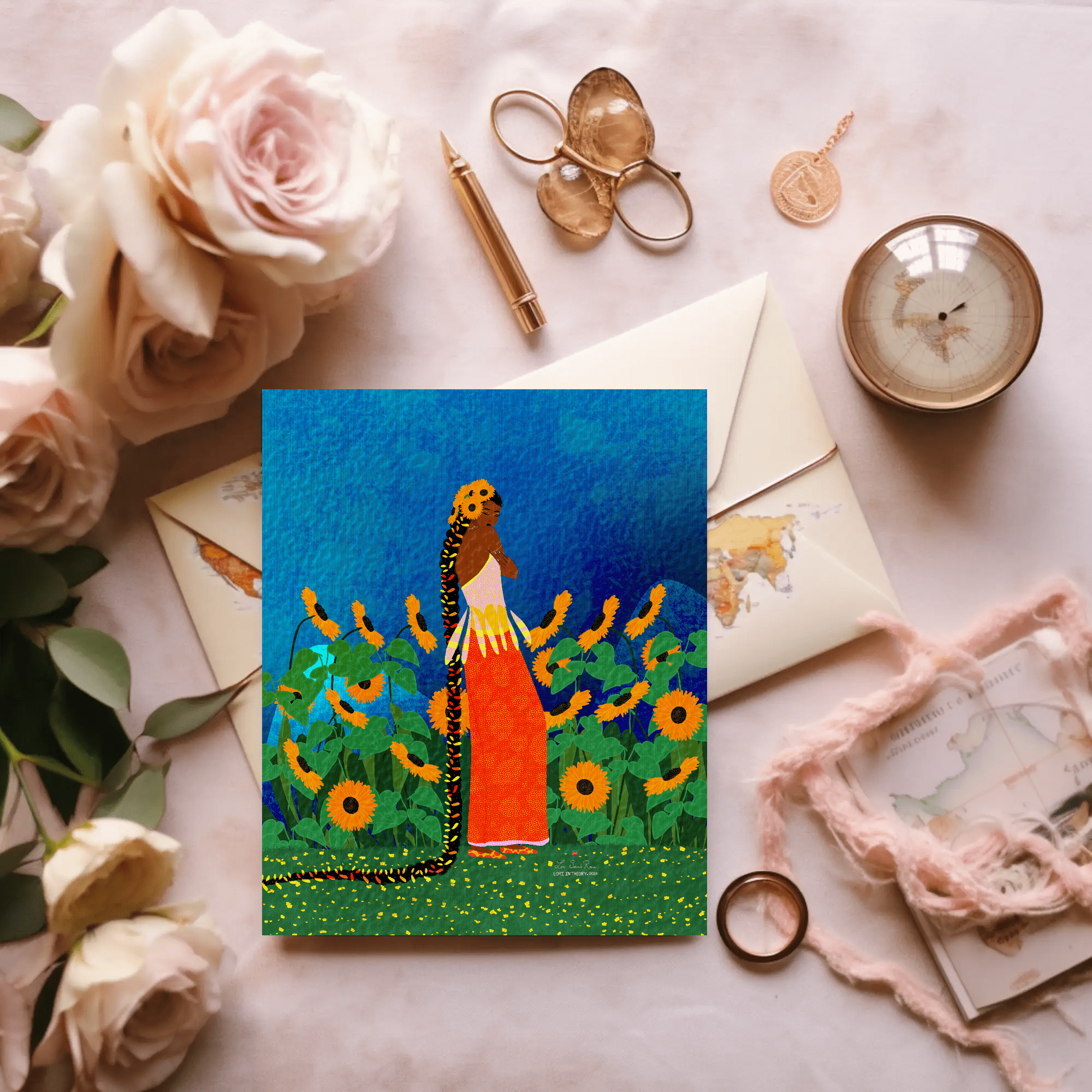 Afro self love greeting cards