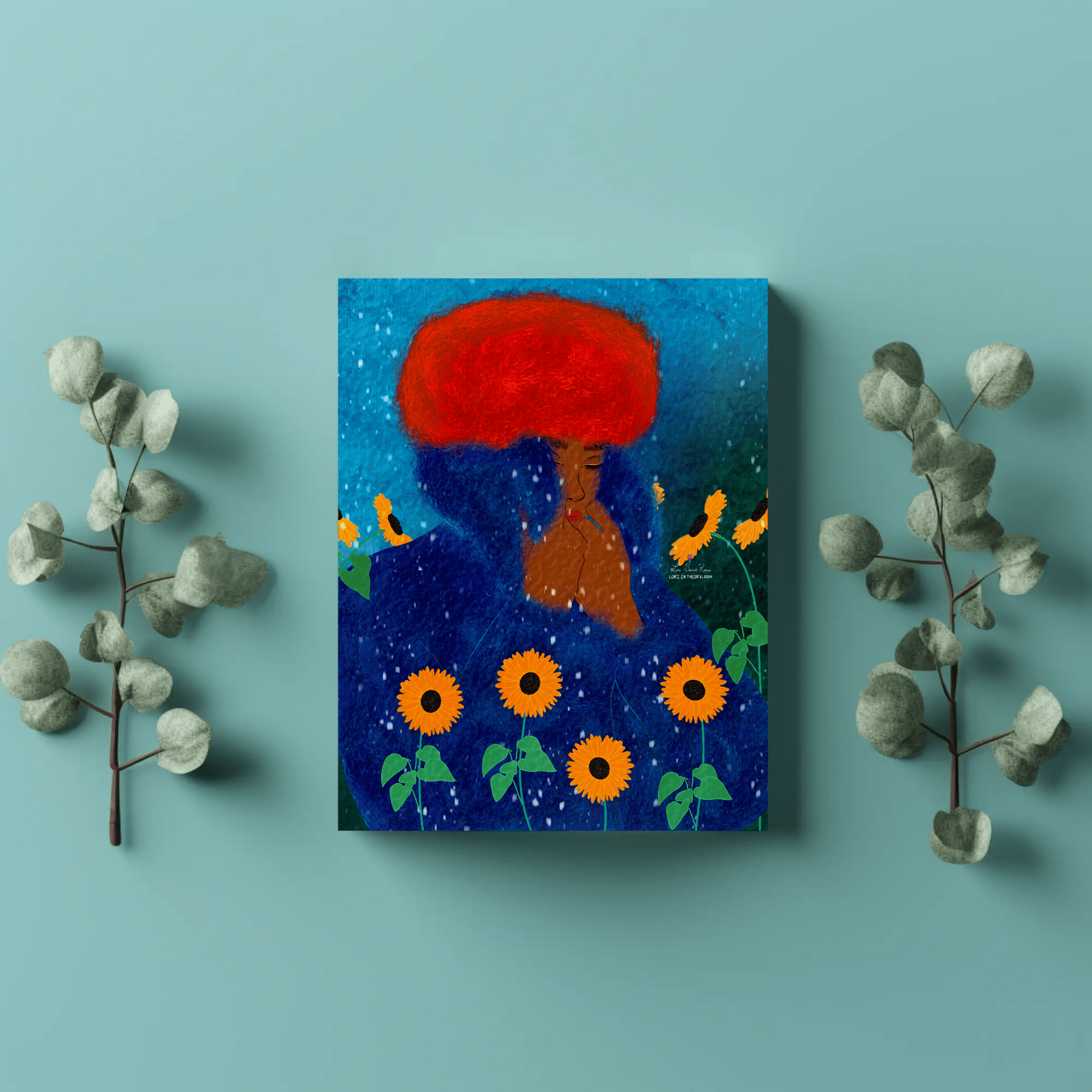 Winter Afro folded greeting card