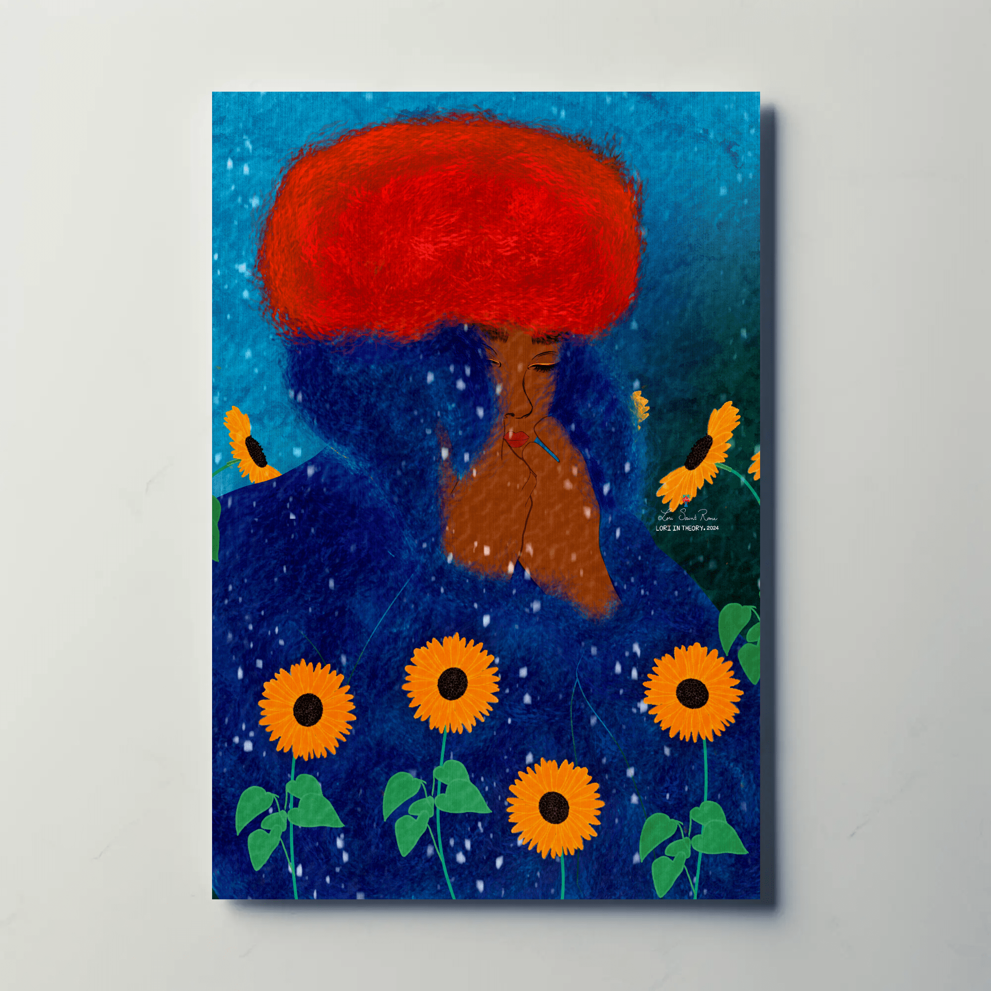 Winter Afro folded greeting card